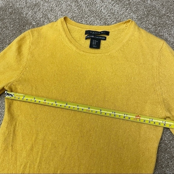 TAHARI Pure Luxe 100% Cashmere Sweater Golden/mustered Yellow Cozy Warm Comfy - Picture 8 of 10